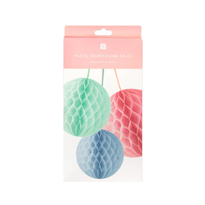Image - Pastel Paper Honeycomb Decorations - 3 Pack