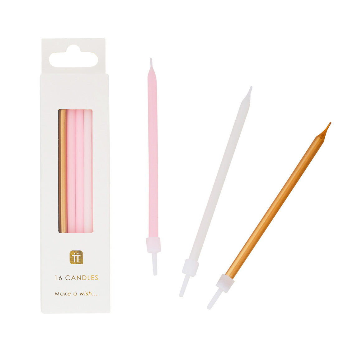 We Heart Pink Birthday Candles, 10cm - 16 Pack