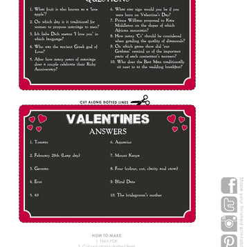 Talking Tables Printable - Pub Quiz Valentine Card