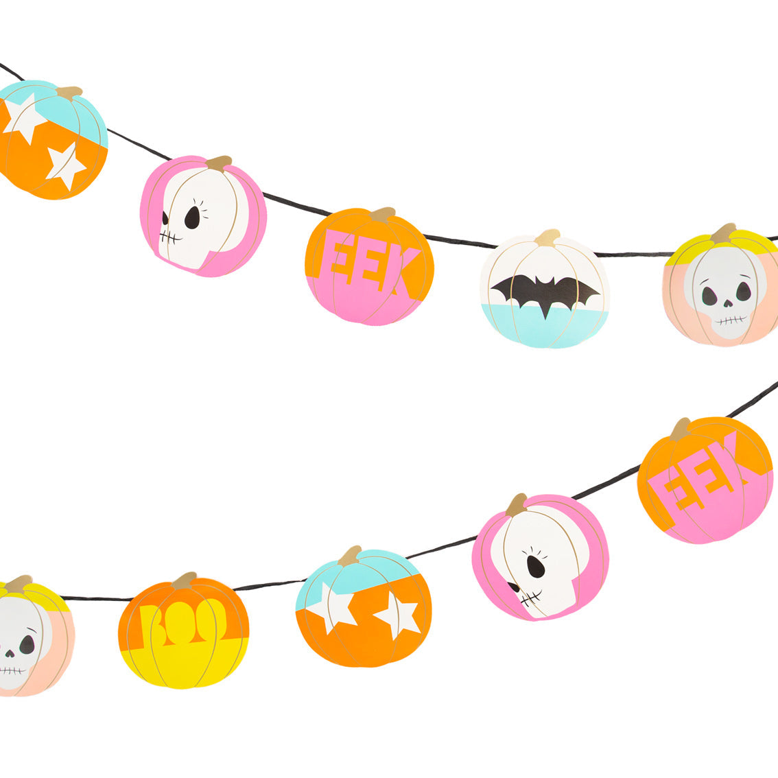 Halloween Pumpkins, Skulls and Bats Garland - 3m