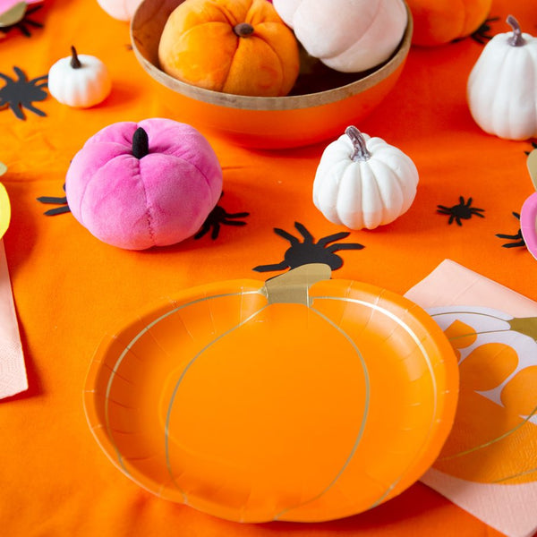 Halloween Pumpkin Paper Plates - 8 Pack