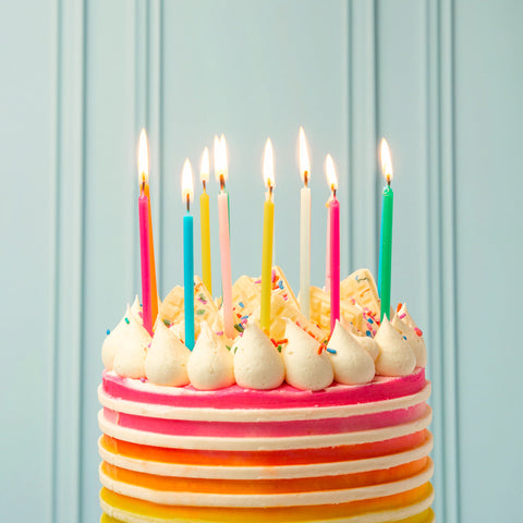Rainbow Brights Birthday Candles, 10cm - 16 Pack