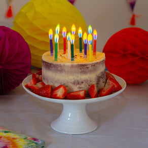 Rainbow Birthday Candles With Coloured Flames - 12 Pack