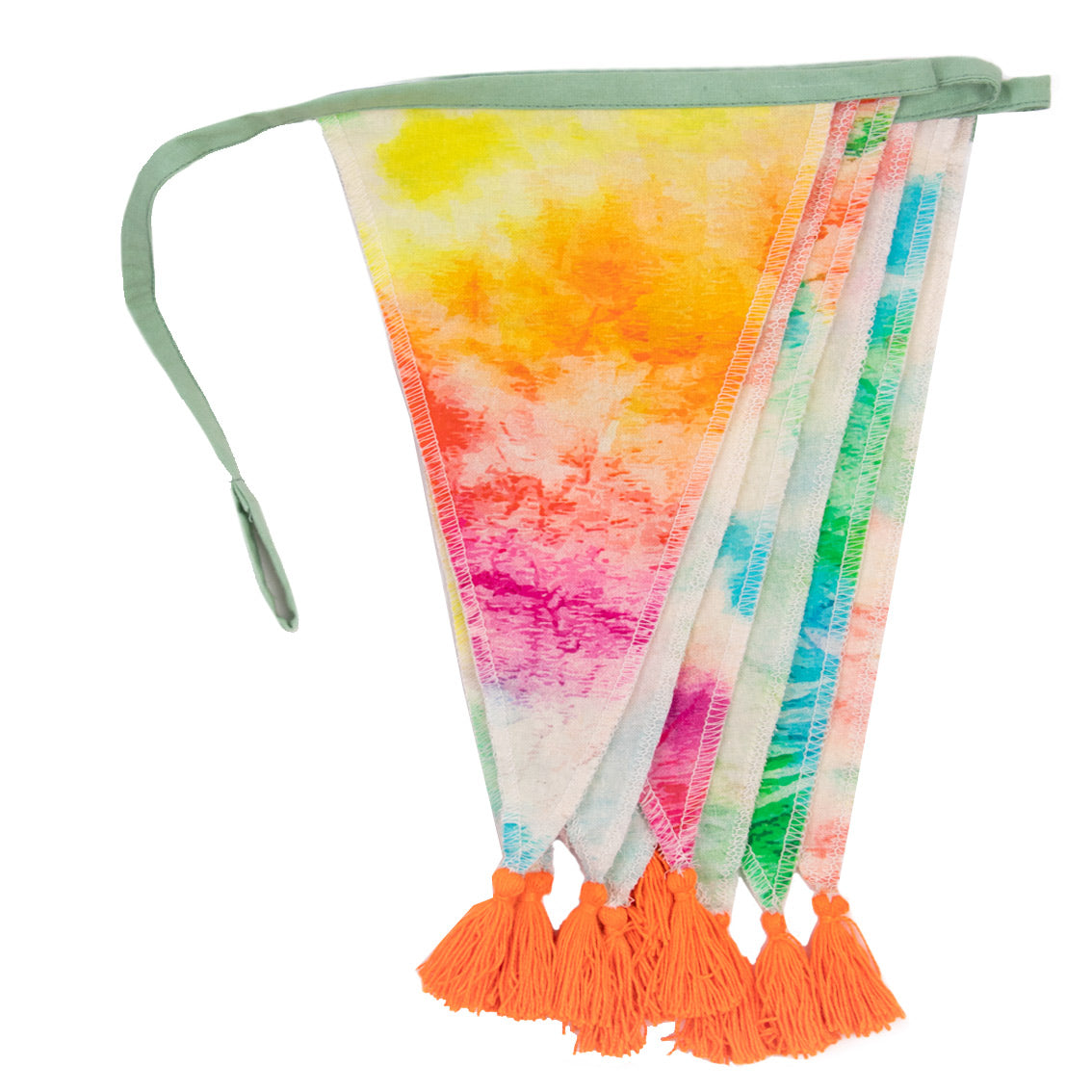 Rainbow Tie Dye Cotton Fabric Bunting, 3m