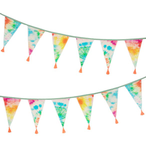 Rainbow Tie Dye Cotton Fabric Bunting, 3m