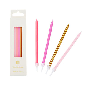 Rose Birthday Candles, 10cm -16 Pack