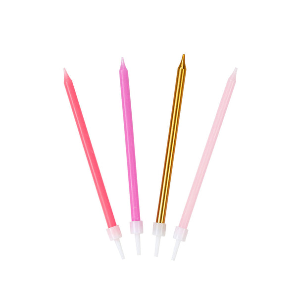 Rose Birthday Candles, 10cm -16 Pack