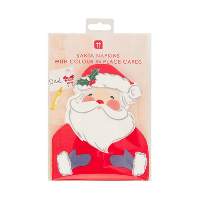 Image - Craft With Santa Shaped Napkin With Colour In Placecards 16 Pack