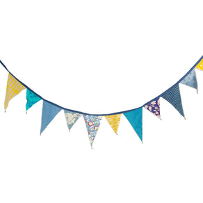 Souk Blue & Yellow Upcycled Cotton Fabric Bunting - 3m