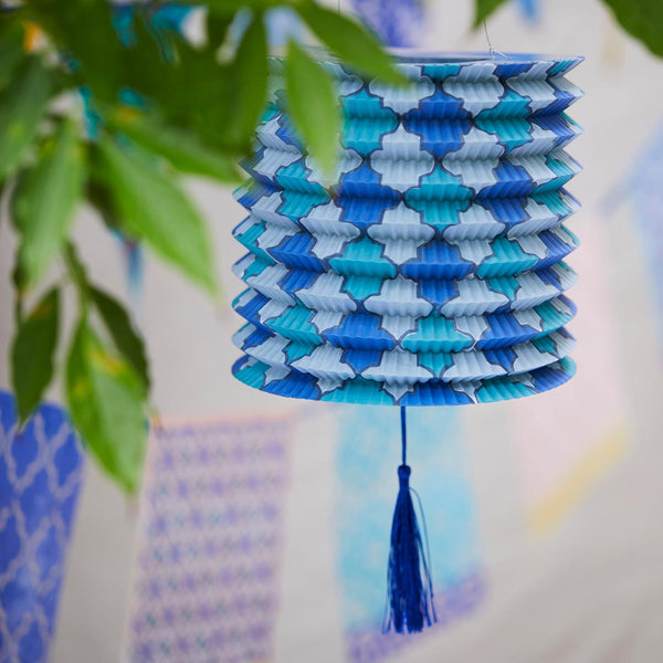 Souk Blue Hanging Paper Lanterns - 3 Pack