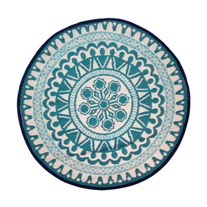 Souk Blue Round Outdoor Rug