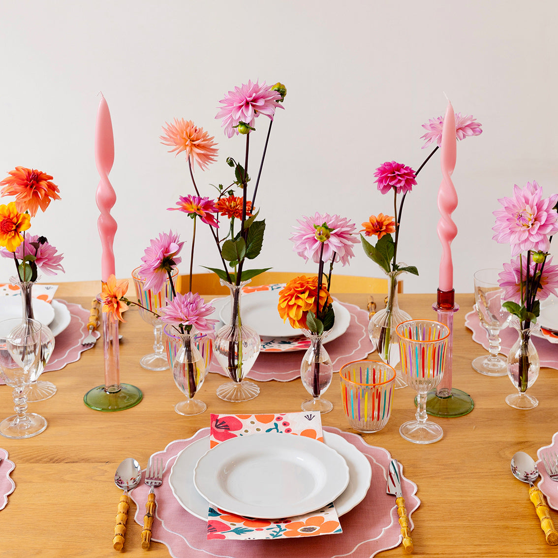 Bright Striped Multi-Coloured Wine Glass