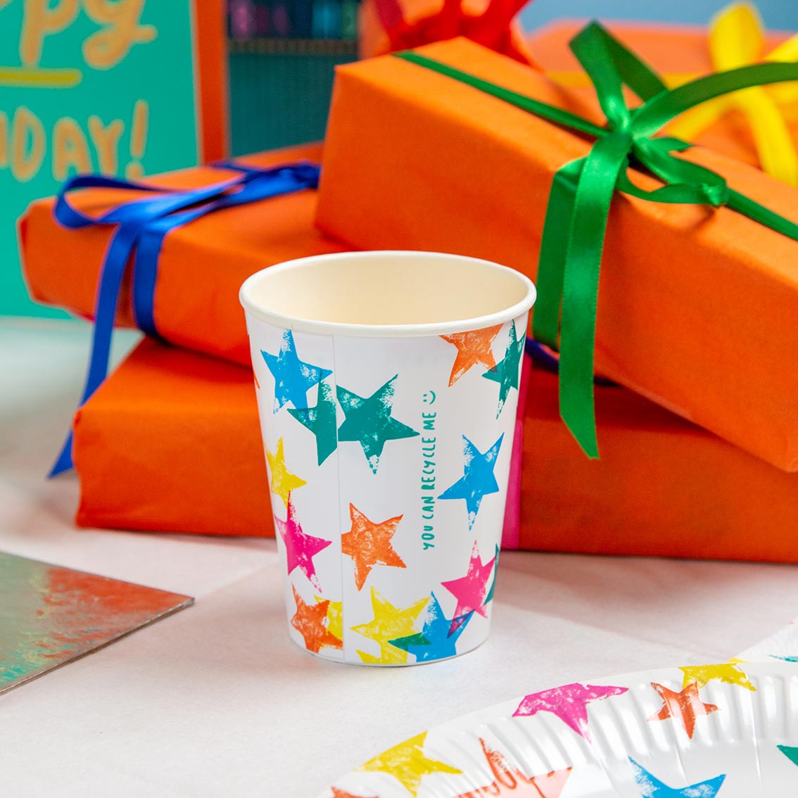 Birthday Brights Rainbow Star Cups - 8 Pack