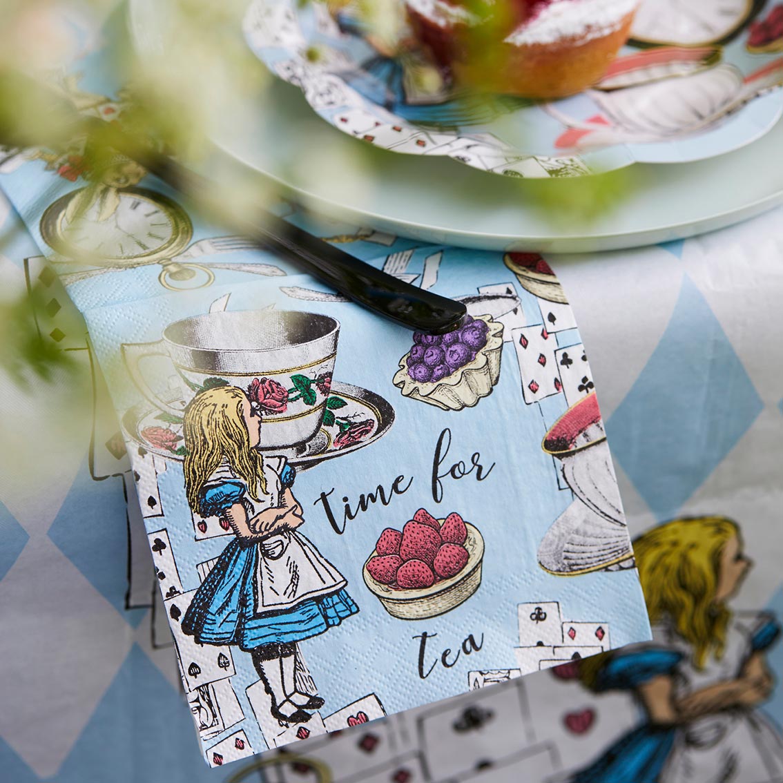 Alice in Wonderland Blue Cocktail Paper Napkins - 20 Pack