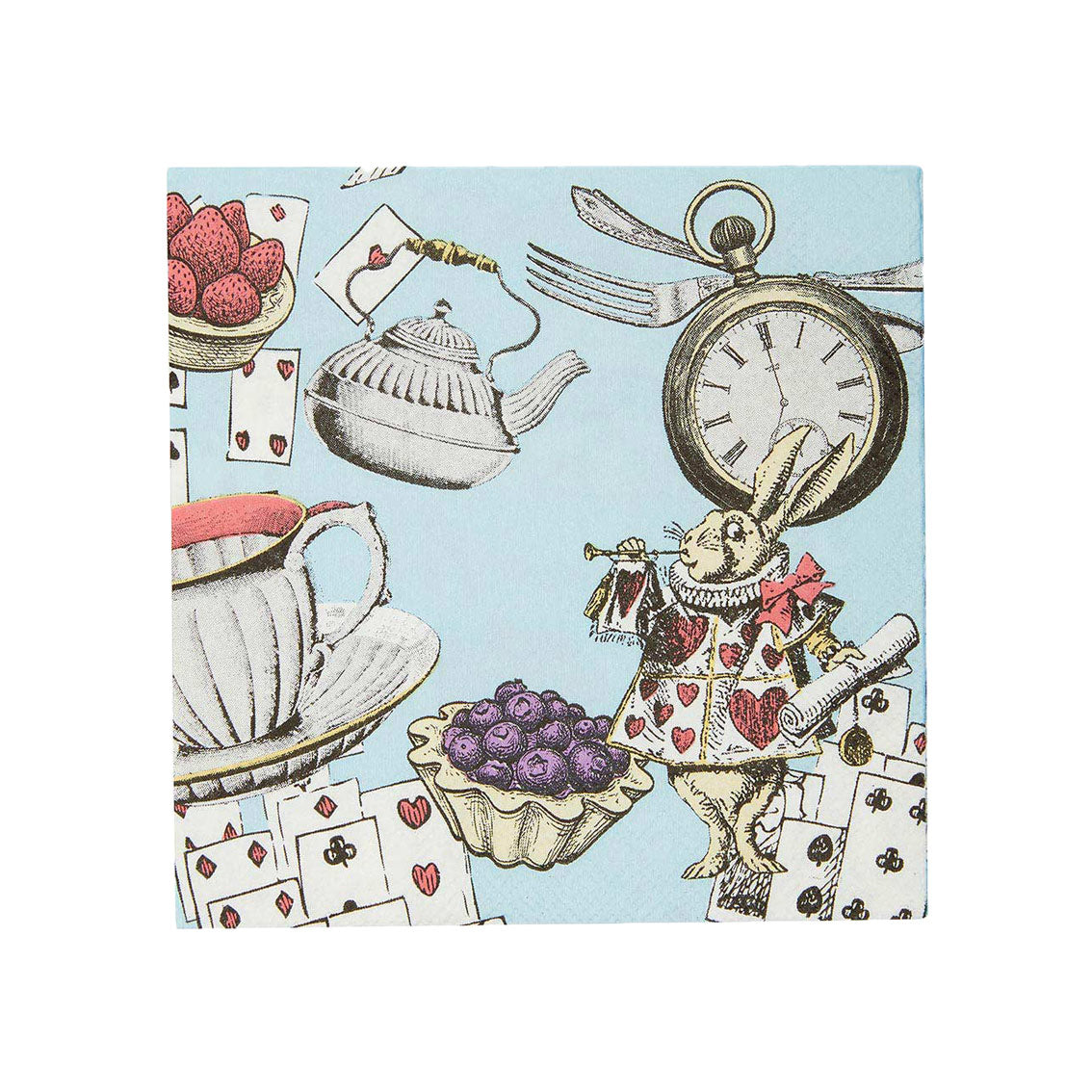 Alice in Wonderland Blue Cocktail Paper Napkins - 20 Pack