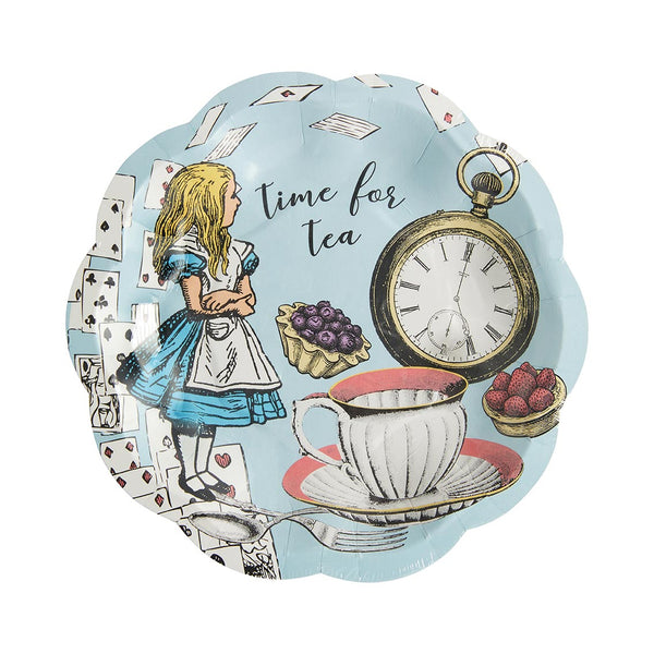 Alice in Wonderland Blue Recyclable Paper Plates - 12 Pack