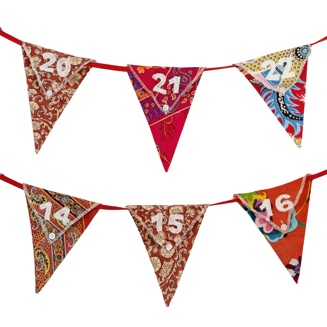 Twilight Upcycled Advent Fabric Pocket Bunting - 2 x 3m