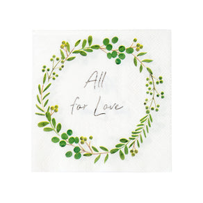 Botanical Bride 'All for Love' Cocktail Paper Napkins - 16 Pack