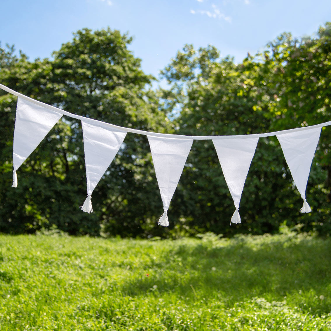 White Cotton Fabric Bunting, 4m