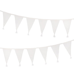 White Cotton Fabric Bunting, 4m