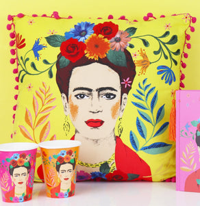 Bright Yellow Frida Kahlo Cushion